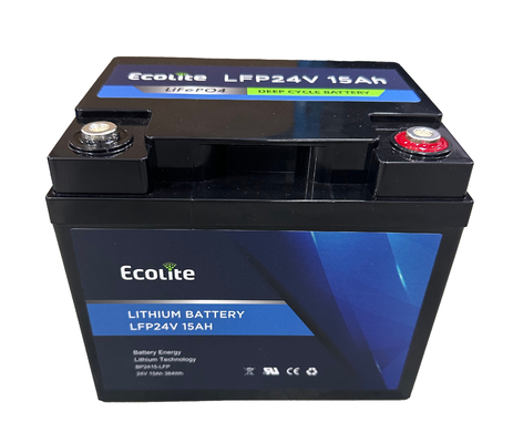 エコライト 24v 15Ah 高温帯域 AGV LiFePo4 リチウム鉄リン酸統合BMS