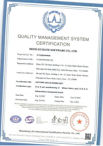 中国 HEFEI ECOLITE ENERGY CO., LTD. 認証